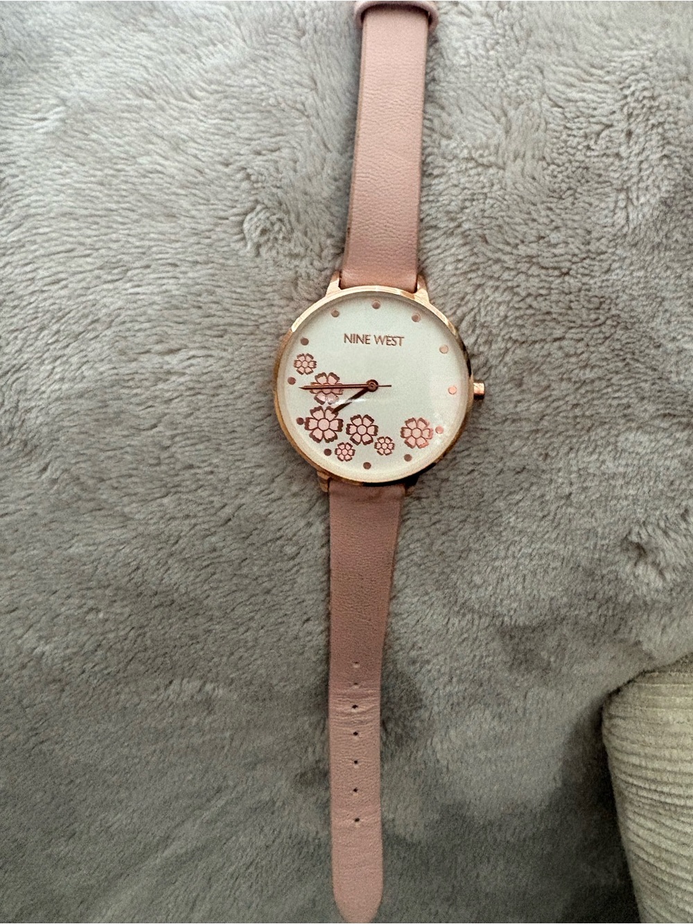 Nine West Rose Gold Case Pink Floral Strap Watch